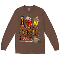 Chestnut 100. Days Of Coffee  Chaos Long Sleeve Tee - CowhideDigitalArt