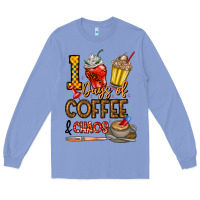 Colony Blue 100. Days Of Coffee  Chaos Long Sleeve Tee - CowhideDigitalArt
