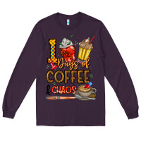 Plum 100. Days Of Coffee  Chaos Long Sleeve Tee - CowhideDigitalArt