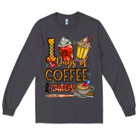 Smoke 100. Days Of Coffee  Chaos Long Sleeve Tee - CowhideDigitalArt
