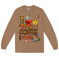 Toasted Coconut 100. Days Of Coffee  Chaos Long Sleeve Tee - CowhideDigitalArt