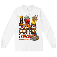 White 100. Days Of Coffee  Chaos Long Sleeve Tee - CowhideDigitalArt
