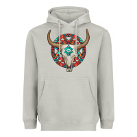 Moon Dust turquoise aztec bullskull Heavyweight Hoodie - JahusDesignShop