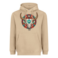 Mushroom turquoise aztec bullskull Heavyweight Hoodie - JahusDesignShop