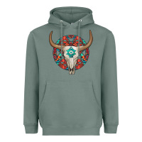 Sage turquoise aztec bullskull Heavyweight Hoodie - JahusDesignShop