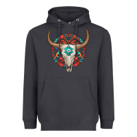 Smoke turquoise aztec bullskull Heavyweight Hoodie - JahusDesignShop