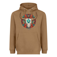 Toasted Coconut turquoise aztec bullskull Heavyweight Hoodie - JahusDesignShop