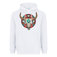 White turquoise aztec bullskull Heavyweight Hoodie - JahusDesignShop