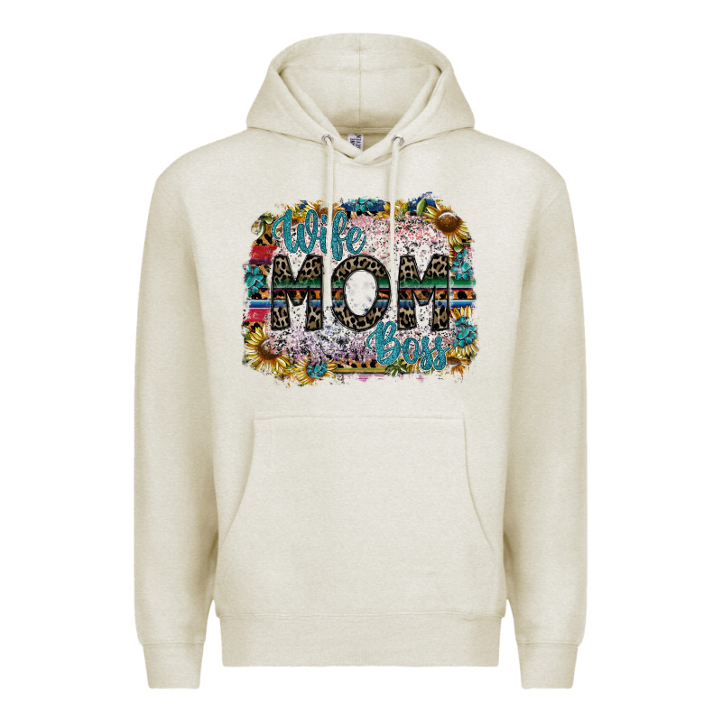 Wife Mom Boss Premium Hoodie by SublimationCraftShop | Teevron