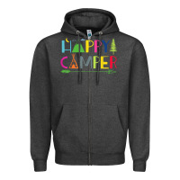 Charcoal Heather camping arrow camper happy summer camp camping kids 635 Zipper Hoodie - baoMotion