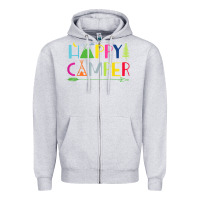 Heather Grey camping arrow camper happy summer camp camping kids 635 Zipper Hoodie - baoMotion