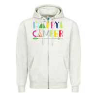 Oatmeal Heather camping arrow camper happy summer camp camping kids 635 Zipper Hoodie - baoMotion