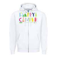 White camping arrow camper happy summer camp camping kids 635 Zipper Hoodie - baoMotion