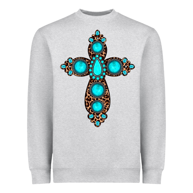 Gemstone Leopard Cross Heavyweight Sweatshirt by JahusDesignShop | Teevron