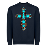 Navy gemstone leopard cross Heavyweight Sweatshirt - JahusDesignShop