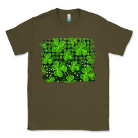 Army Green st patrick's day shamrock and plaid distressed background Classic Tee - RanaPortraitStore