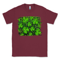 Burgundy st patrick's day shamrock and plaid distressed background Classic Tee - RanaPortraitStore