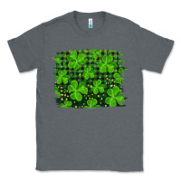 Charcoal Heather st patrick's day shamrock and plaid distressed background Classic Tee - RanaPortraitStore