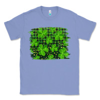 Colony Blue st patrick's day shamrock and plaid distressed background Classic Tee - RanaPortraitStore