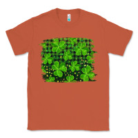 Copper st patrick's day shamrock and plaid distressed background Classic Tee - RanaPortraitStore