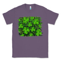 Lavender st patrick's day shamrock and plaid distressed background Classic Tee - RanaPortraitStore