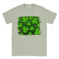 Matcha st patrick's day shamrock and plaid distressed background Classic Tee - RanaPortraitStore