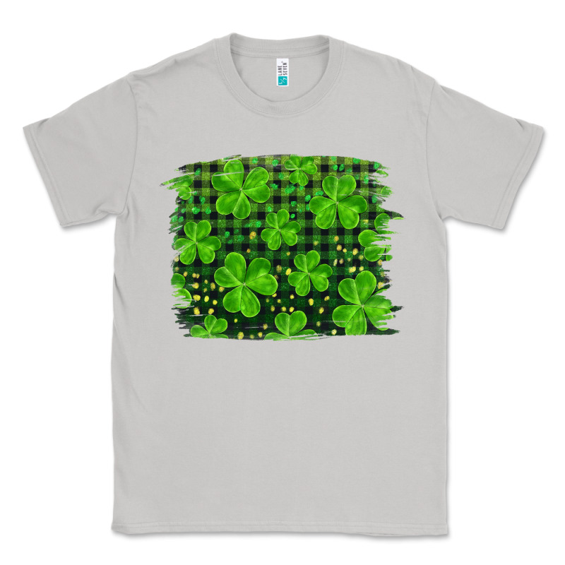 St Patrick's Day Shamrock And Plaid Distressed Background Classic Tee by RanaPortraitStore | Teevron