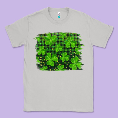 St Patrick's Day Shamrock And Plaid Distressed Background Classic Tee Designed By Ranaportraitstore