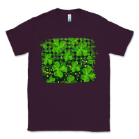 Plum st patrick's day shamrock and plaid distressed background Classic Tee - RanaPortraitStore