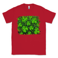 Red st patrick's day shamrock and plaid distressed background Classic Tee - RanaPortraitStore