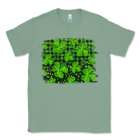 Sage st patrick's day shamrock and plaid distressed background Classic Tee - RanaPortraitStore