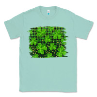 Seafoam st patrick's day shamrock and plaid distressed background Classic Tee - RanaPortraitStore