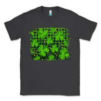 Smoke st patrick's day shamrock and plaid distressed background Classic Tee - RanaPortraitStore