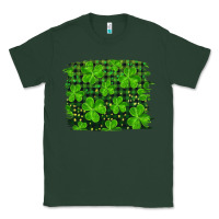 Sports Green st patrick's day shamrock and plaid distressed background Classic Tee - RanaPortraitStore