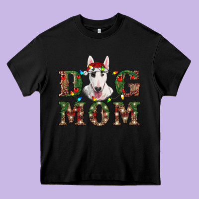Christmas Dog Mom Bull Terrier Heavy Core Tee Designed By Ranaportraitstore
