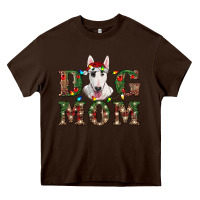 Chocolate Brown Christmas Dog Mom Bull Terrier Heavy Core Tee - RanaPortraitStore