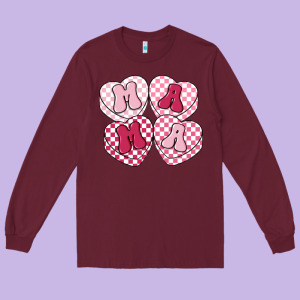 Mama Candy Hearts Long Sleeve Tee Designed By Lillyallendesigns