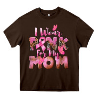 Chocolate Brown i wear pink for my mom Heavy Core Tee - CowGirlArtShop