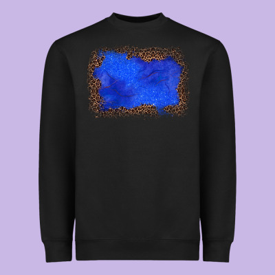 Gemstone Blue Leopard Background Heavyweight Sweatshirt Designed By Jahusdesignshop