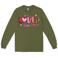 Army Green loved john 3 16 Long Sleeve Tee - LillyAllenDesigns
