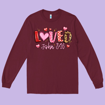 Loved John 3 16 Long Sleeve Tee Designed By Lillyallendesigns