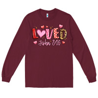 Burgundy loved john 3 16 Long Sleeve Tee - LillyAllenDesigns