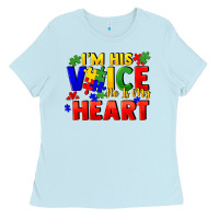 Baby Blue I'm his voice he is my heart Ladies Tee - FaDigitalArtStudio