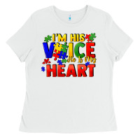 White I'm his voice he is my heart Ladies Tee - FaDigitalArtStudio