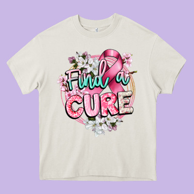Find A Cure Cancer Awareness Heavy Core Tee Designed By Cowgirlartshop