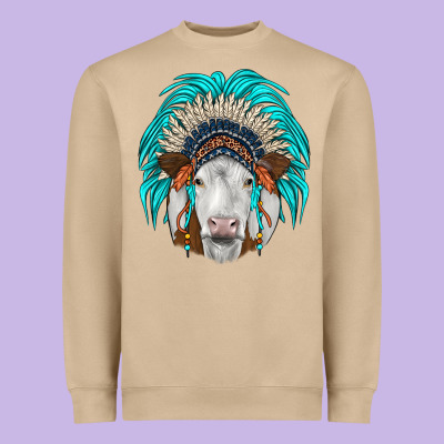 Simmental Indian Headdress Heavyweight Sweatshirt Designed By Jahusdesignshop