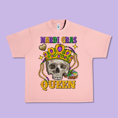 Skull Mardi Gras Queen Urban Heavy Tee Designed By Fadigitalartstudio
