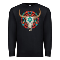 Black turquoise aztec bullskull Premium Sweatshirt - JahusDesignShop