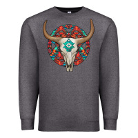 Charcoal Heather turquoise aztec bullskull Premium Sweatshirt - JahusDesignShop