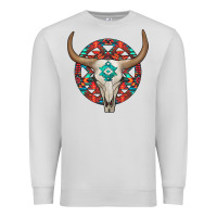Dove Grey turquoise aztec bullskull Premium Sweatshirt - JahusDesignShop